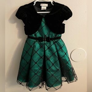 Jona Michelle Green and Black Formal Kids Dress